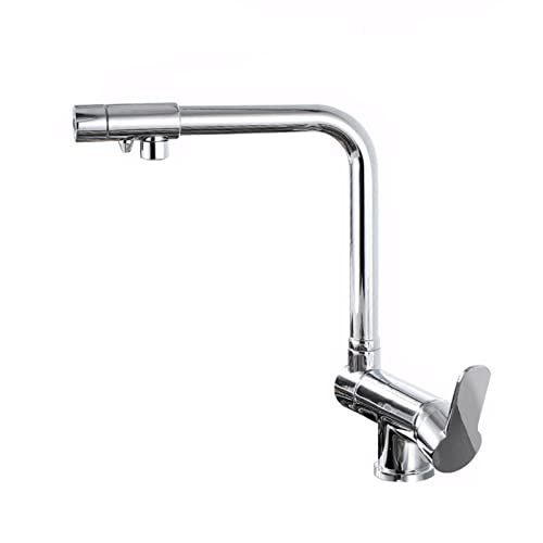 Robinet de cuisine 3 voies chrome éclatant évier devant fenêtre