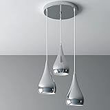  Suspension Moderne Restaurant Chambre Suspension Argent Créativité Gouttes d\'eau Forme Suspension Table À Manger Salle D\'étude Lampes Suspendues E27 Socket Hauteur Réglable Max 40W, 3 Lumière