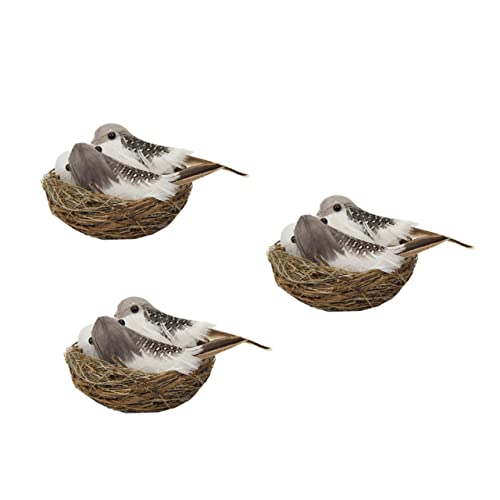 FONDOTIN 3Sets Easter Simulation Birds Nest Decorations Artificial Bird Nest for Home Garden Office Sturdy Design for Easter Decoration Supplies