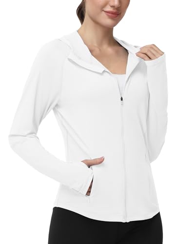 Roadbox Womens UPF 50+ Sun Protection Hoodie Jacket Lightweight SPF Long Sleeve Full Zip Workout Shirts for Hiking Running