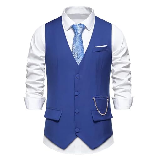 Spring & Fall Men's Slim Fit Vintage Single-Breasted Solid Color Business Suit Vest – V-Neck Waistcoat3