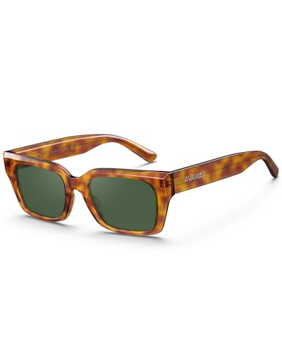 Image of AVAWAY Chunky Rectangle Sunglasses for Men Women, Polarized Trendy Large Acetate Frame UV400 Protection Driving Sun Glasses