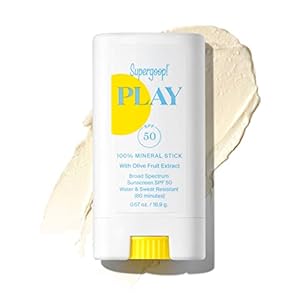 Supergoop! PLAY 100% Mineral Stick SPF 50, 0.67 oz – On-the-Go Broad Spectrum Face Sunscreen For Sensitive Skin – Water Resistant – Vegan – Clean ingredients