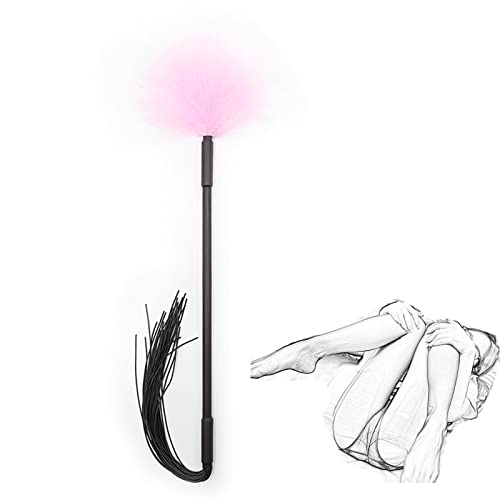 TRQOYTU Tickler Vraie Plume Avec Pompon En Silicone SM Fouet Érotique Flogger Bondage Fessée Paddle Amour Plume Clitoris Culture Flirt Chatouilleur Érotique Lit Contraintes Sex Toy Pour