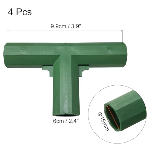 Conectores de invernadero 16mm de 4 vías para enrejado y cobertizo de jardín uxcell 3