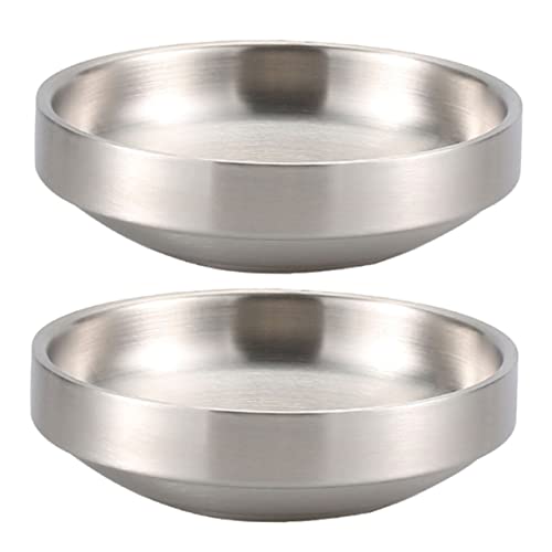 COLLBATH 2pcs Pickle Dish Silverware Tray Mini Tart Pan Mini Tart Tins Tiered Serving Tray Mini Pickles Korean Dipping Bowls Appetizer Serving Plate Dipping Dishes Plates Stainless Steel