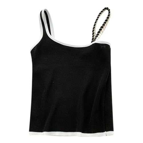 Womens Vest Shoulder Irregular Sexy Slim Knitted Sleeveless Camisole