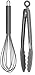 Country Kitchen 10" Whisk and Tong Kitchenware Set for Nonstick Cookware, Silicone and Stainless Steel Accessories for Cooking, Baking, Frying, Grilling, Blending and Serving- Gun Metal and Grey