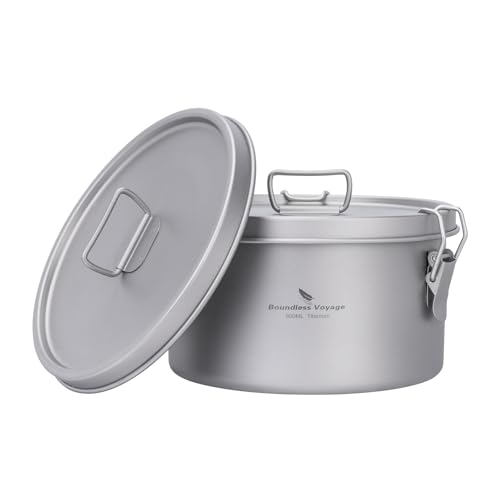 Boundless Voyage チタン 多機能フードストレージコンテナー 保存容器 900ml 密閉蓋・蒸気孔蓋付き 携帯用蒸し器 軽量 頑丈 サビない キャンプ 旅行 アウトドア ピクニック用 Ti2085C
