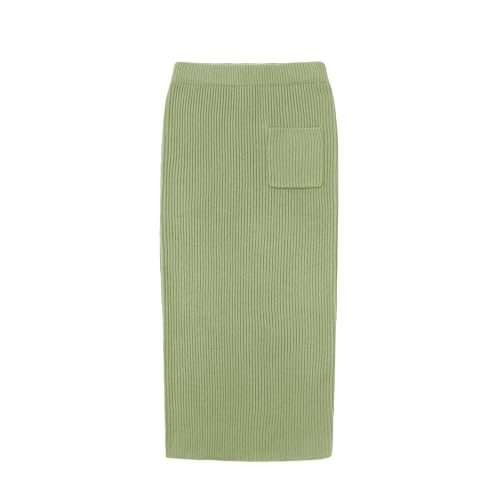 Image of chouyatou Women's Turtleneck 2 Piece Outfits Ribbed Knit Sweater Midi Pencil Skirt Set