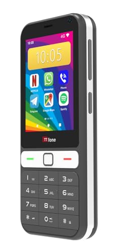 TTfone TT280 – Teléfono Tipo Barra 4G Dual SIM con Android, Pantalla táctil de 2,8', Teclado, cámara de 2 MP, USB-C – Móvil Libre fácil de Usar