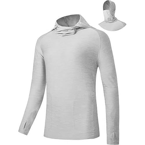 Men's Sun Hoodie Summer Casual UPF 50+ Fishing Shirts Ice Silk Thin Long Sleeve Pullover Rash Guard Lightweight Tees3