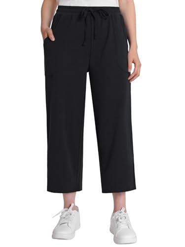 Weintee Women's 21 Inch Inseam Capri Pants Wide Leg Cotton Capris for Summer