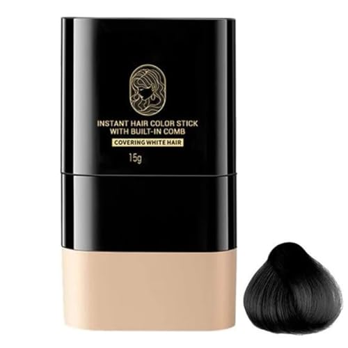 Tinte instantáneo en barra con peine incorporado, nuevo tinte en barra para canas, peine de retoque 2 en 1, resistente al agua y al sudor (Negro natural, Talla única)