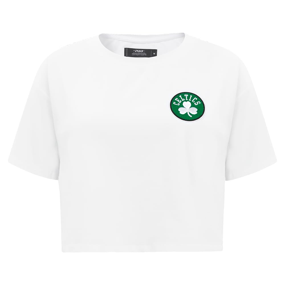 Womens NBA Classic Chenille Cotton Single Jersey Short Sleeve Boxy Tee White