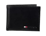 Tommy Hilfiger Men's Leather Passcase Wallet, Black Stockton, One Size