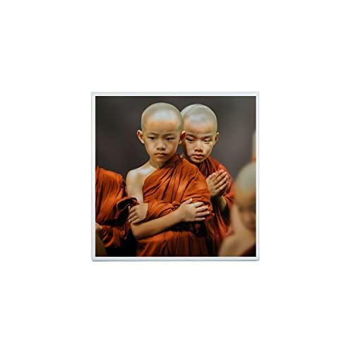 Fabulous Piastrella in ceramica decorativa 10,8 x 10,8 cm - Bambini monaci buddisti Thailandia Preghiere