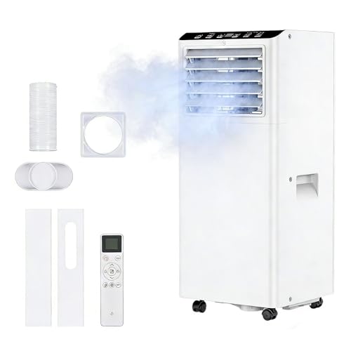9000 BTU Portable Air Conditioner 4-in-1 Smart Control & Quiet Cooling Dehumidifier Fan Sleep Mode for Rooms Up to 400 Sq. ft 24H Timer for Home Office Window Venting Kit & Remote
