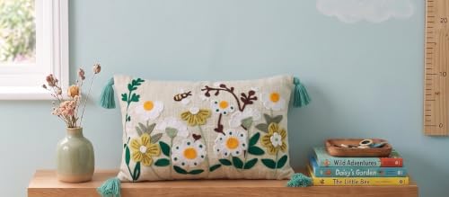 Image of Furnistitchs Boho Rectangle Cushion Cover 12x20 inches | Handmade Decorative Throw Pillow Case | Bohemian Home Decor Sofa Bed Cushion Cover Living Room Bedroom (2, Natural Floral Cuts, 12x20 inches)