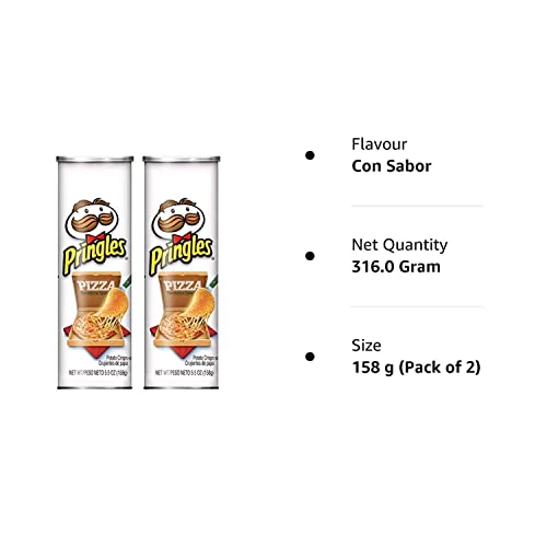 Image of Pringles Pizza Potato Chips, 158g (Pack of 2)
