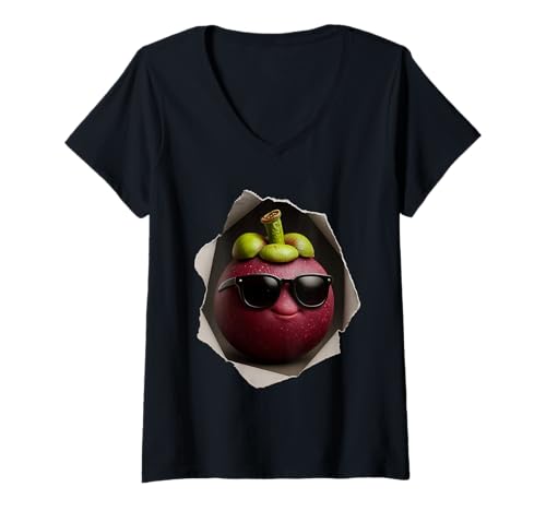 Mujer Mangostán Camiseta Cuello V
