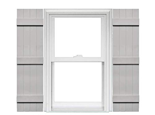 Mid America Board and Batten 14" 4 Board Joined Vinyl Standard Shutter (1 Pair) - 14 x 59 030 Paintable