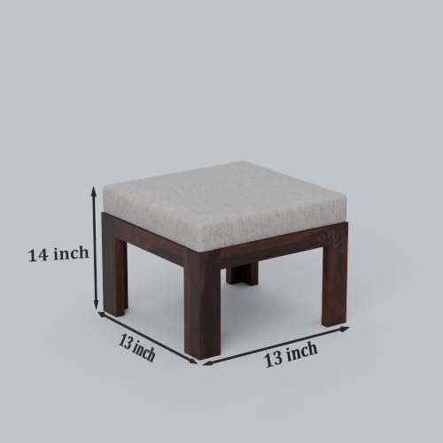Image of ONIJA Solid Sheesham Wood Center Coffee Table with 2 Stools for Living Room Outdoor | Rosewood Centre Teapoy Tea Table with Stool for Home Office (Walnut Finish)