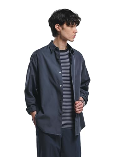 [ユナイテッドアローズ グリーンレーベル リラクシング] FINE BASIC スビン オックスフォード ジャストルーズ シャツ 32111000036 1950 DK.GRAY(19) M