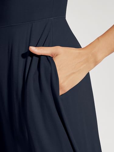 Image of ODODOS Square Neck Midi Dress with Pockets for Women Summer Casual Sleeveless Sundress Flare Tank Dress