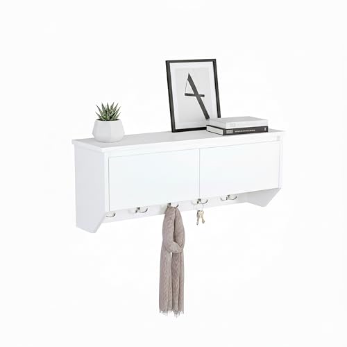 Perchero de pared moderno de madera MDF con ganchos y estante superior 2