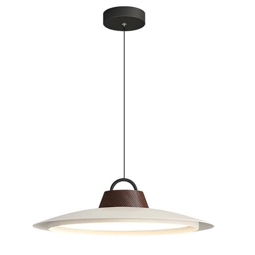 Image of BOKT Led Industrial Pendant Light White Pendant Lights Kitchen Island Modern Hanging Lamps Light Fixture with 15.7 inch White Lampshade for Dining Room Bedroom Bathroom