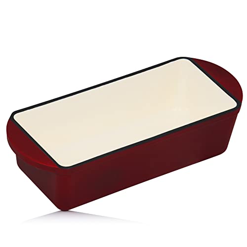 Mahlzeit Cazuela Rectangular de Hierro Fundido Esmaltado Dark Cherry | 1,6 Litros | Recipiente para Lasaña, Platos para Horno, Fuente para Horno | Molde para Gratinar | Fuente de Cocinar