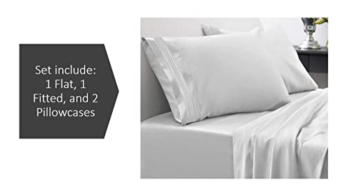G & S, Luxury 1800 Bed Sheets & Pillowcases-Extra Soft Cooling Bed Sheets, Extra Soft And Hypoallergenic-Deep Pocket Up To 16 Inches Mattress-Wrinkle, Fade, Shrink And Stain Resistant (Silver, King) #TOP6