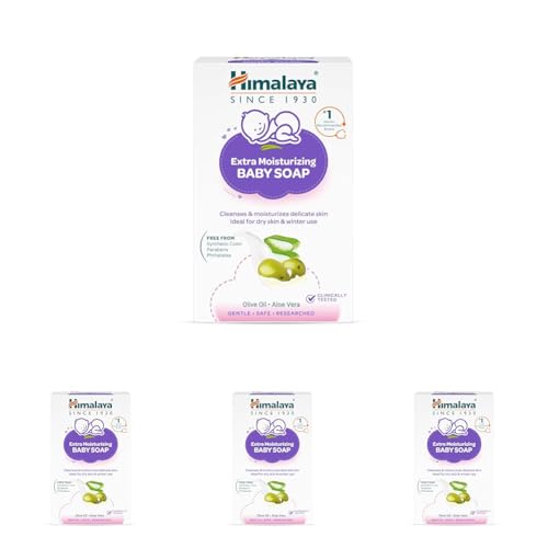 Image of Himalaya Extra Moisturizing Baby Soap for Dry Skin | B3G1-125g Helps Lock In Moisture With Aloe-Milk Moisture Complex of Almond & Olive Oil | Clinically Tested | No. 1 Doctor Recommended Brand