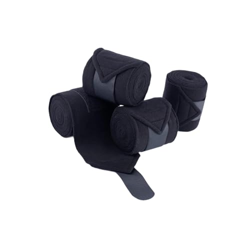 Sharplace Lot de 4 Bandages pour Jambes de Cheval, protège-tendons, Confortables et réutilisables, en Polaire Douce pour Le Saut et l'équitation, Noir