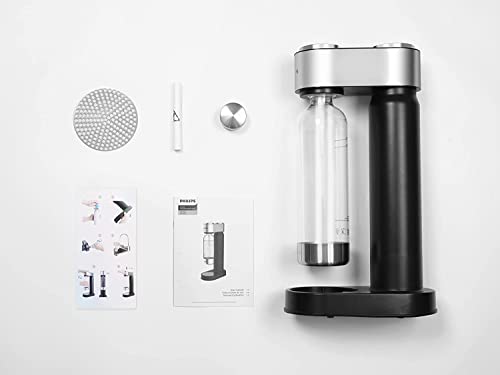 PHILIPS ADD4902BKO/37 Sparkling Water Maker, Soda Maker, Soda Streaming Machine with 1L Carbonating Bottle, Seltzer Fizzy Water Maker, Compatible with Any Screw-in 60L CO2 Carbonator(NOT Included)