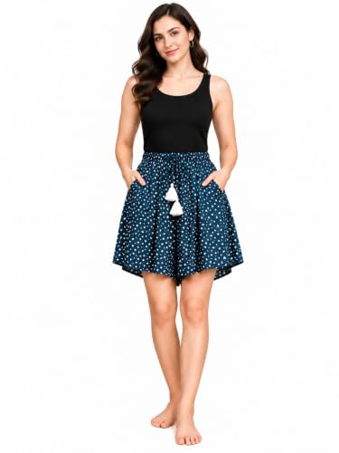 Image of B STORIES Women's Viscose Printed Lounge Culotte Shorts (Pack of 2)
