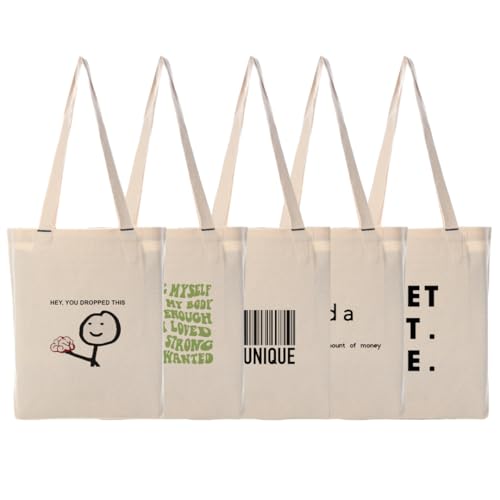 Image of Amazon Brand- Eono, 100% Cotton Cloth Bag,Reusable Tote Bags,Shopping Bag For Grocery, Vegetable Bag For Shopping, Aesthetic Carry Bag, Aesthetic Bags For College, Folding Bag - Style2