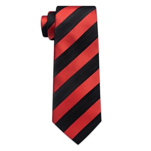 Image of YourTies Striped Ties for Men Classic Woven Silk Necktie with Handkerchief Cufflinks Set Formal Business Party Wedding