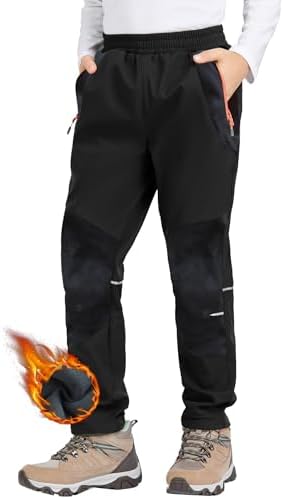 Zoofly Kinder Softshellhose Schneehose Warm Outdoorhose Wanderhose Kinder Skihose Thermohose Jungen Mädchen Gefüttert Trekkinghose Outdoor Hose