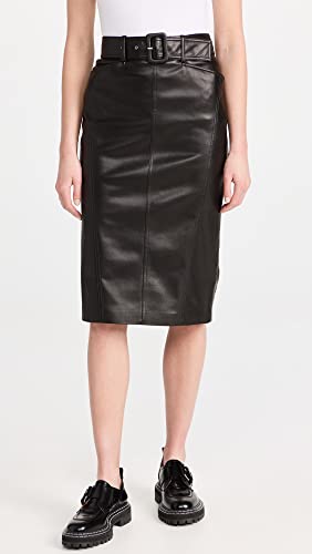 Theory Women's Belted Seam Faux Leather Skirt3