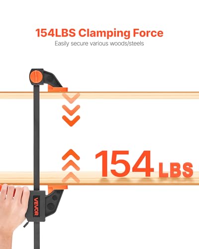 Image of VEVOR Bar Clamps for Woodworking, 2-Pack 12 inch and 2-Pack 6 inch, One-Handed Clamp /Spreader, Quick-Grip F-Clamp with 154 lbs Load Limit, Premium Plastic and Steel, for Woodworking Metal working
