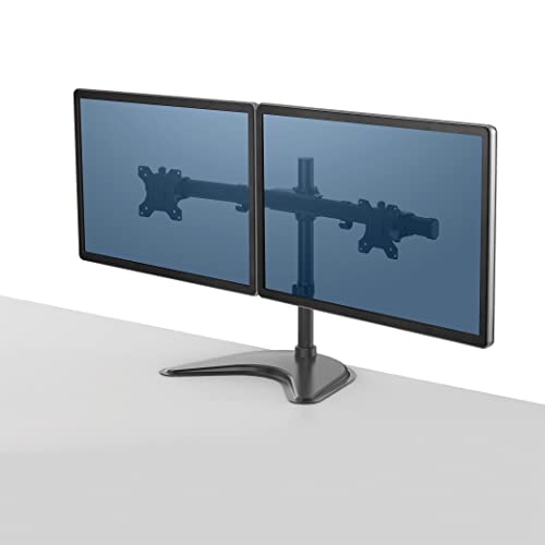 Image of Fellowes 8043701 Professional Series Free Standing Computer Monitor Stand for 2 Monitors with Horizontal Monitor Arms, 27 Inch Monitor Capacity