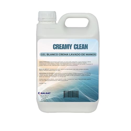 BALSAT Jabón de Manos CREAMYCLEAN | Garrafa de 5L de Gel de Manos Neutro y Dermoprotector con Lanolina, Aroma Suave y Agradable | Rellena Jaboneras | Ideal para Restaurantes, Hostelería y Hogar