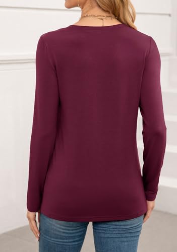 Image of WEACZZY Women's Long Sleeve Tops Dressy Casual Sexy V Neck Work Shirts Loose Fit Blouses Tunic Fall Fashion Outfits 2025