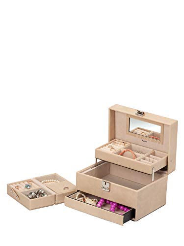 IsmatDecor - Elegante Caja Joyero - Joyero Grande para Mujer - Espejo,...