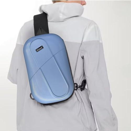 Image of Tukzer ABS Hard Shell Sling Bag Aliens Series 180Open Crossbody Side Shoulder Bag for Mens, Women, Office,Travel,Everyday Mini Backpack for iPad,Tablet,Smartphone,Charger,Headphone,HDD,Camera(01-BLU)