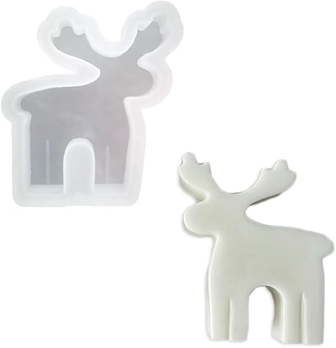 Q versión de molde de silicona Freshie de coche con forma de alce de Navidad para hacer jabón aroma perlas coche Freshie, colgante, vela, resina