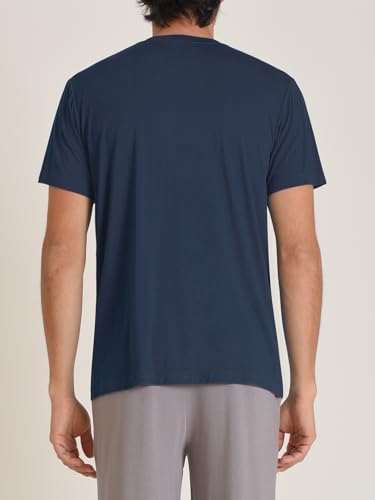 Image of Latuza Men's Viscose Sleep Shirt Soft V-Neck Pajama Tops 3 Pack