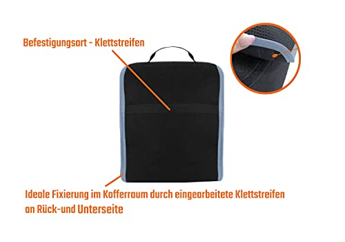 L & P Car Design Kofferraumtasche klein Organizer Autotasche Auto Kofferraum KFZ Tasche Toolbag Aufbewahrungstasche mit Klettverschluss (Schwarz grau)